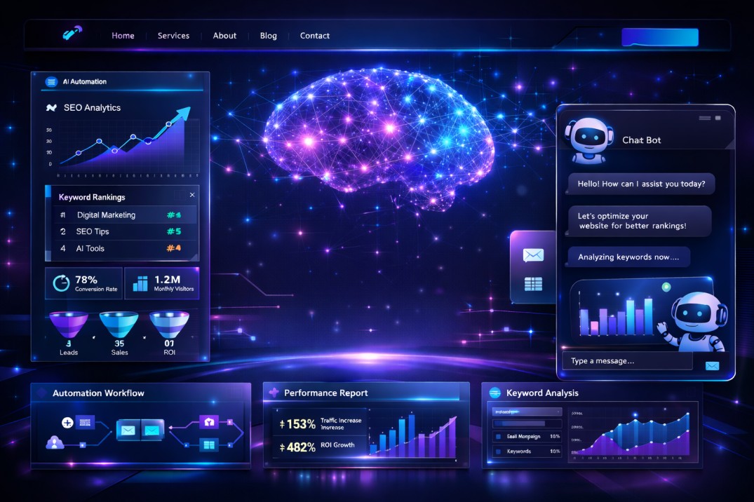 Best Digital Marketing Company in Dubai team working on AI SEO strategies