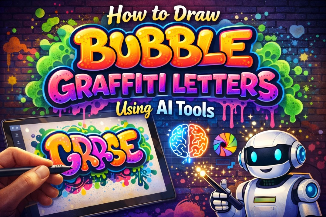 How to Draw Bubble Graffiti Letters Using AI Tools